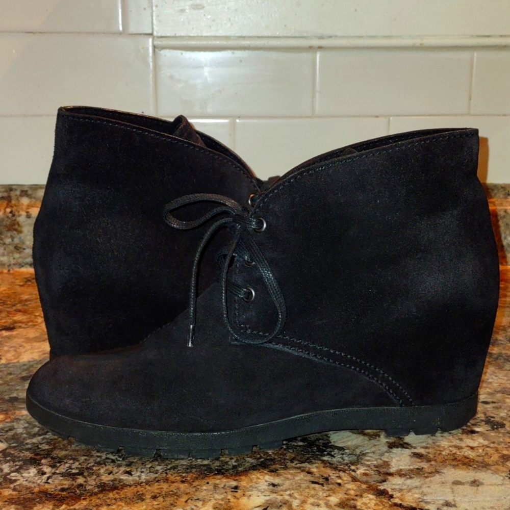 Prada Suede Leather Wedge Ankle Boots